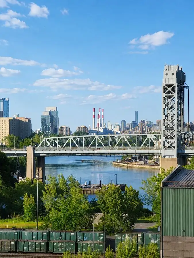 Waterfront bridge and river view