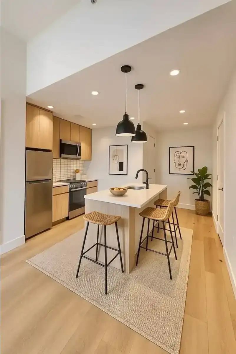 Residence 202 staged kitchen island