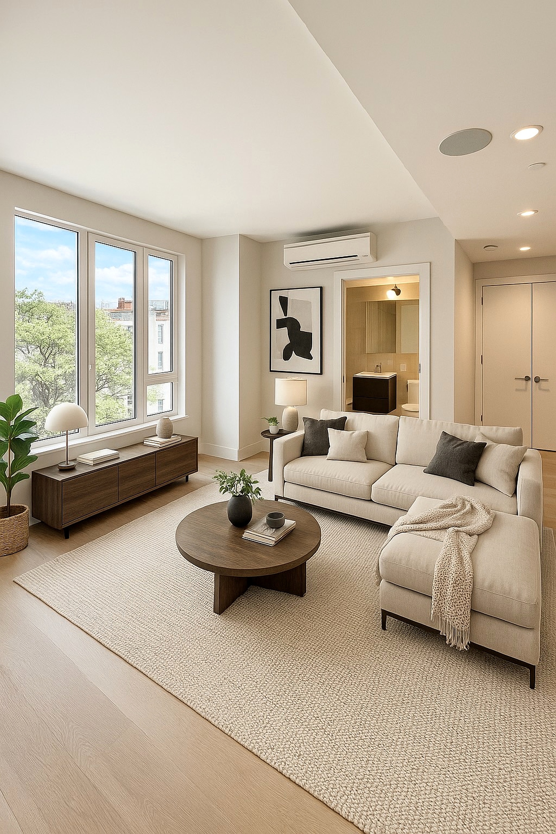 Residence 601 furnished living room sharp hero shot